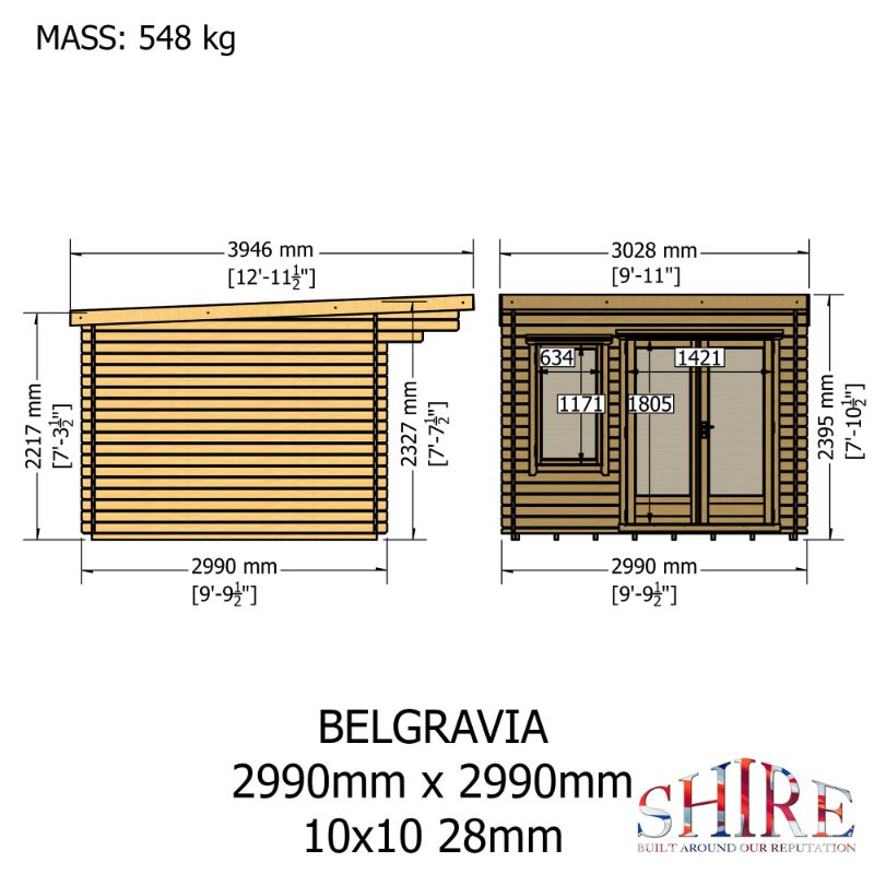 Shire Belgravia 10x10 28mm Log cabin