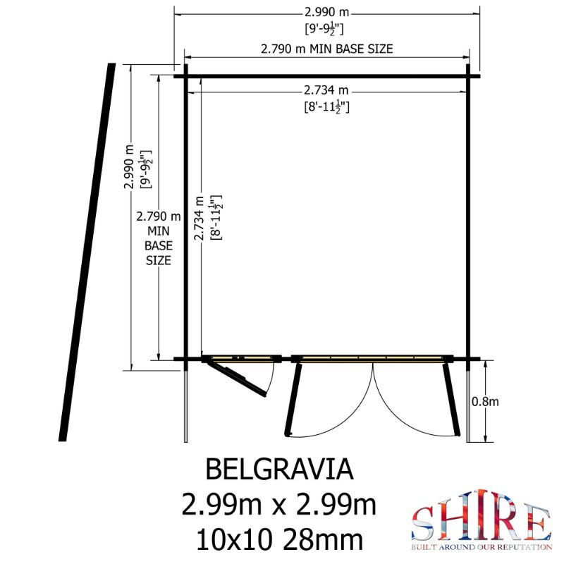 Shire Belgravia 10x10 28mm Log cabin