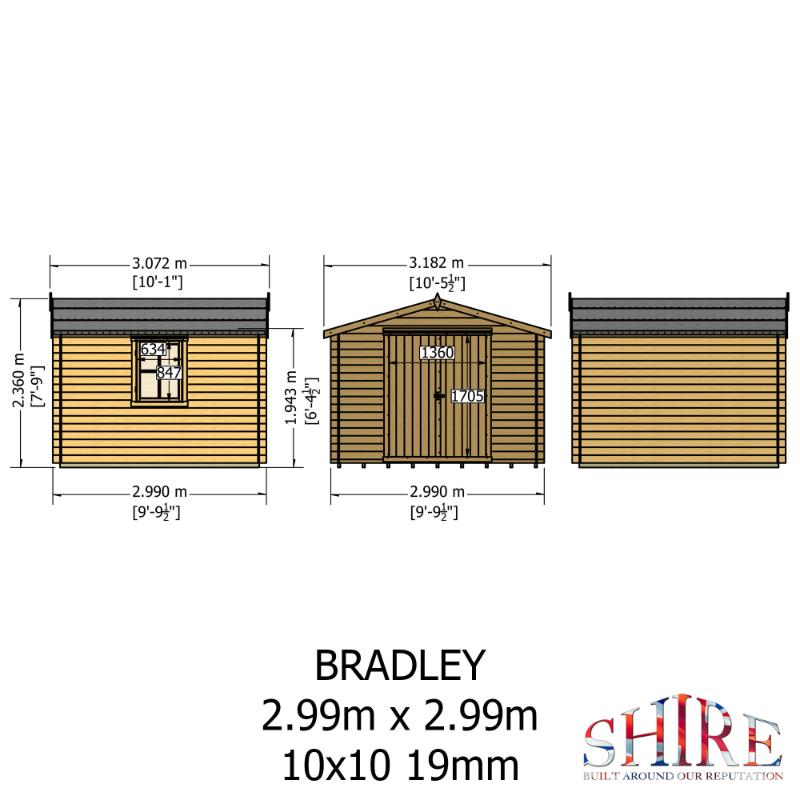 Shire Bradley 10x10 19mm Log cabin