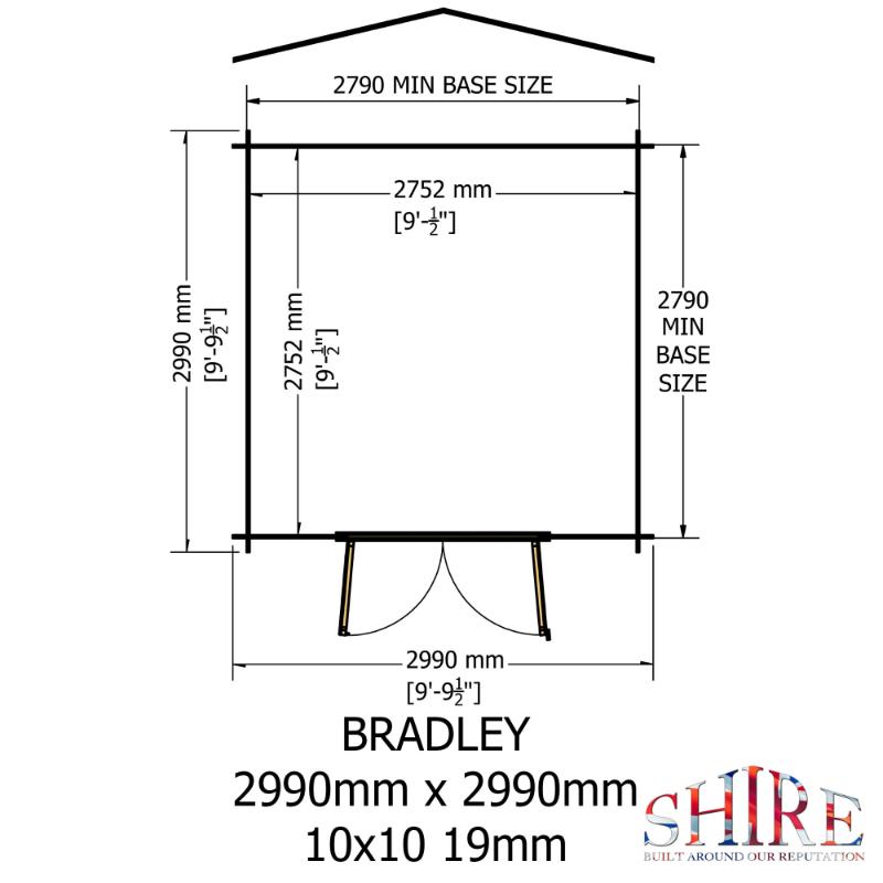 Shire Bradley 10x10 19mm Log cabin