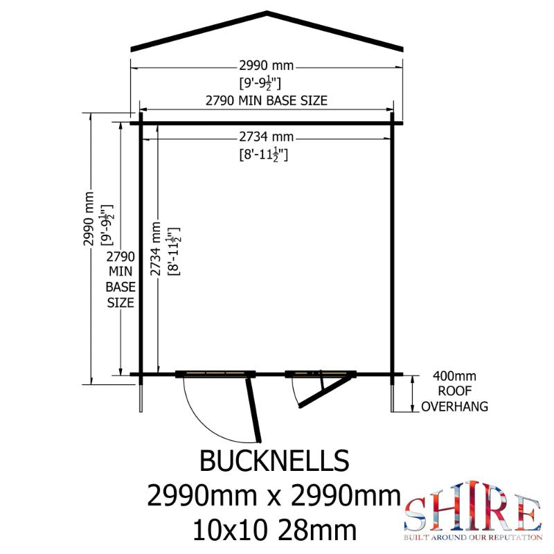 Shire Bucknells 10x10 28mm Log cabin