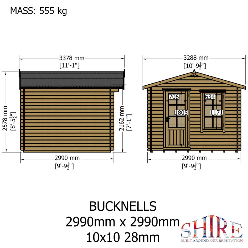 Shire Bucknells 10x10 28mm Log cabin