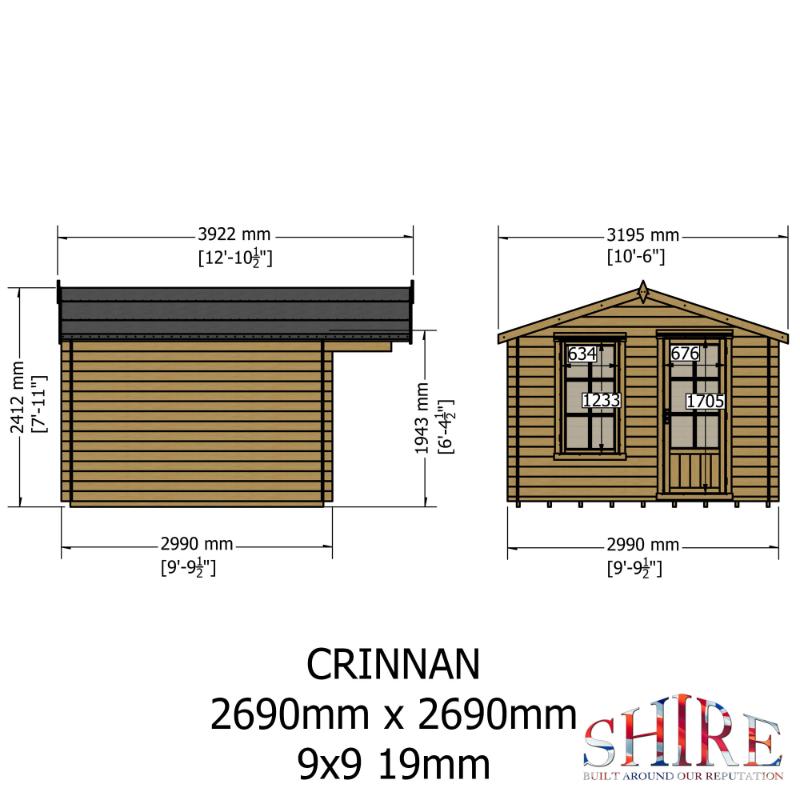 Shire Crinan 10x10 19mm Log cabin
