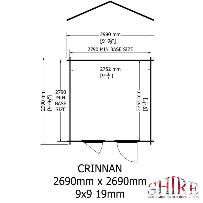 Shire Crinan 10x10 19mm Log cabin