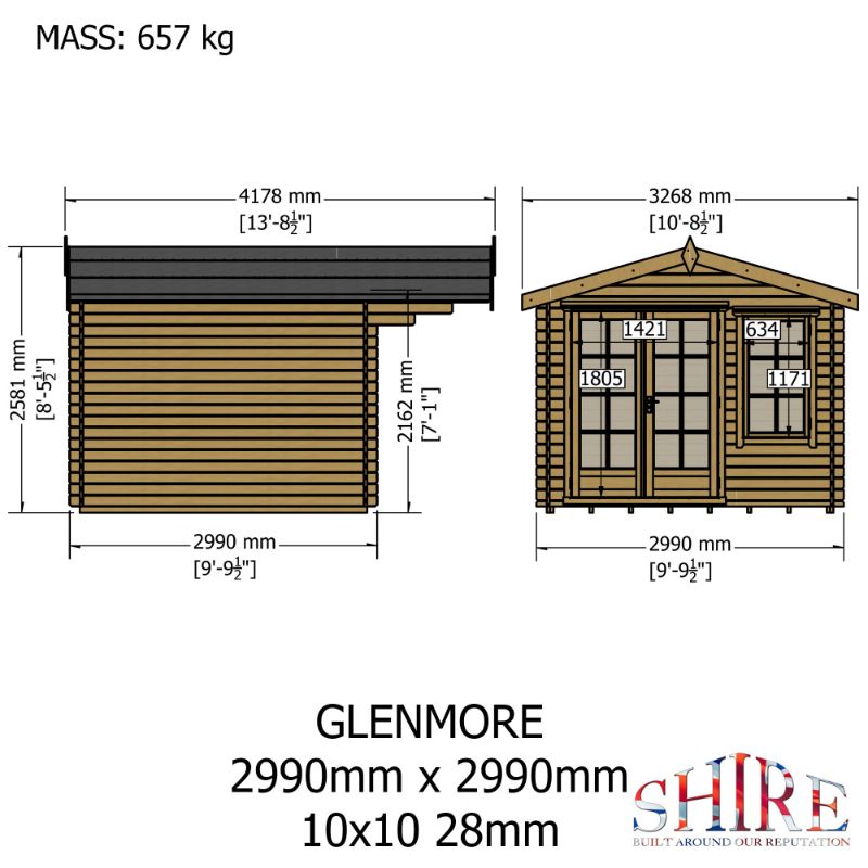 Shire Glenmore 10Gx10 28m Log cabin