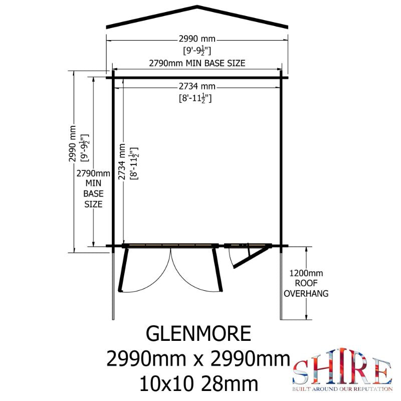 Shire Glenmore 10Gx10 28m Log cabin