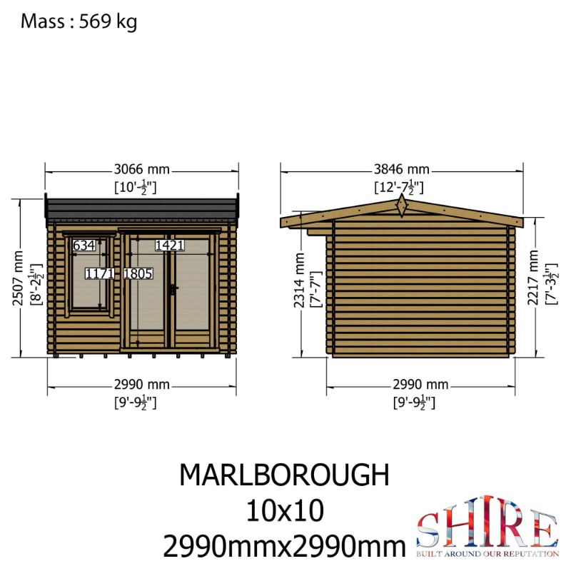 Shire Marlborough 10x10 28mm Log cabin