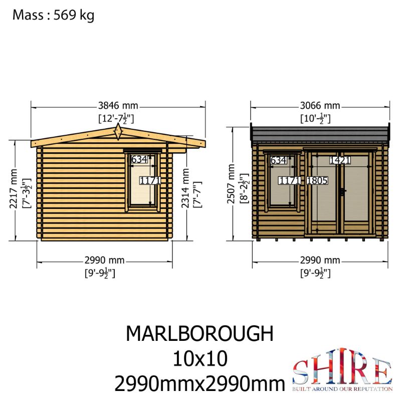 Shire Marlborough 10x10 28mm Log cabin