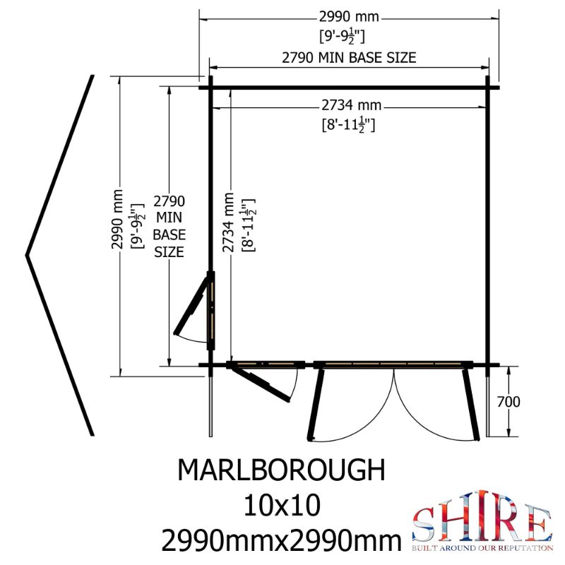 Shire Marlborough 10x10 28mm Log cabin