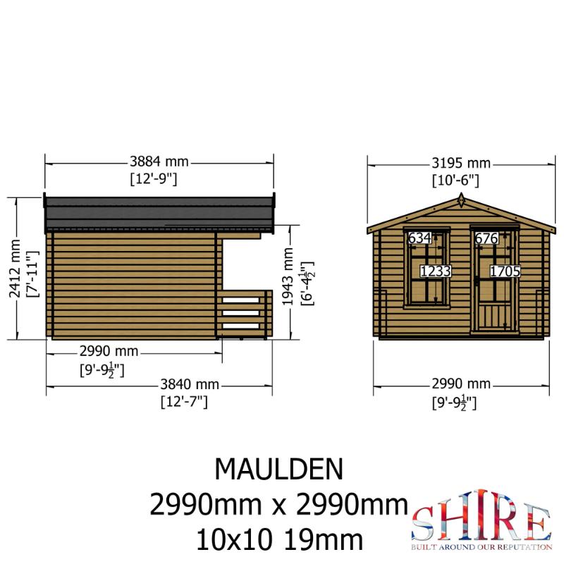 Shire Maulen with Verandah 10x10 19mm Log cabin