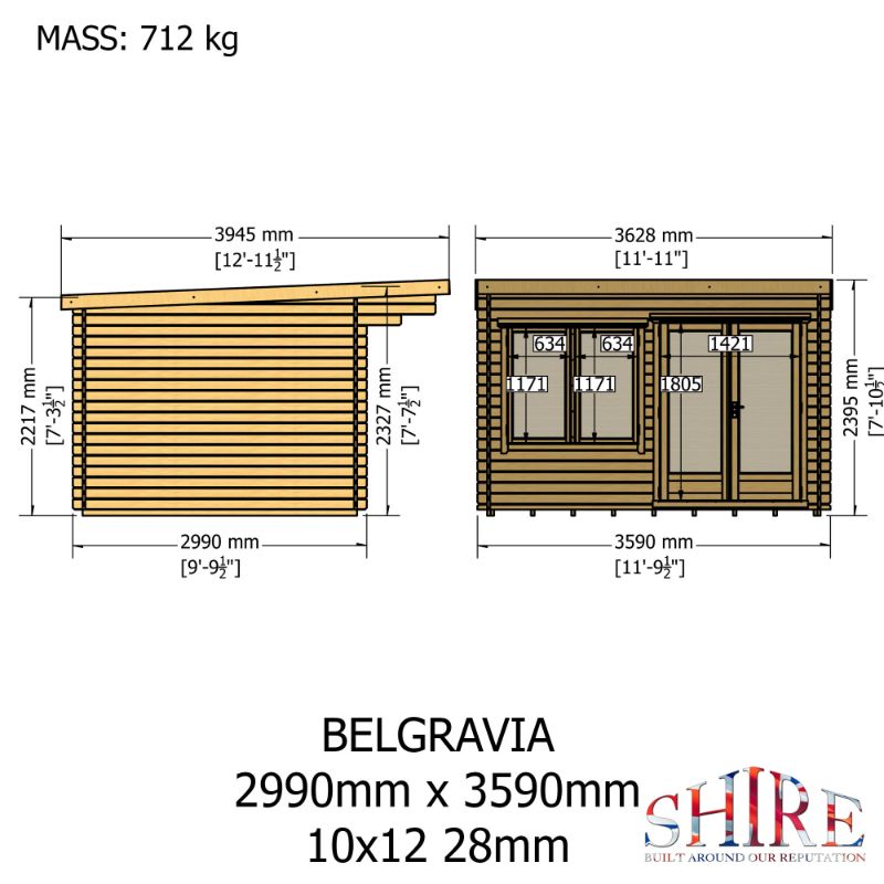 Shire Belgravia 10x12 28mm Log cabin