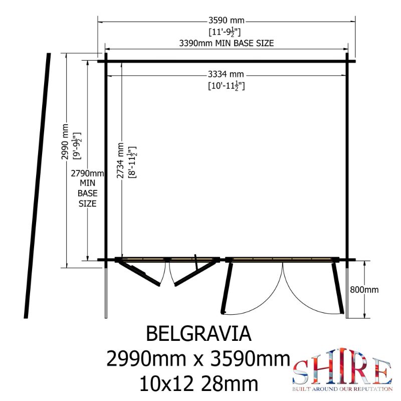 Shire Belgravia 10x12 28mm Log cabin