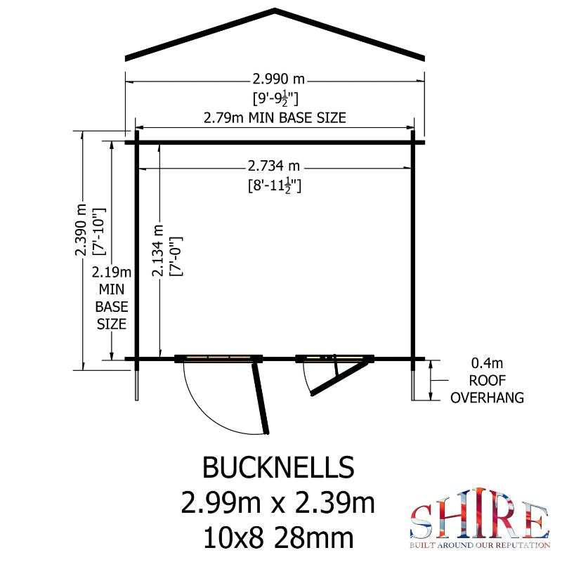 Shire Bucknells 10x8 28mm Log cabin
