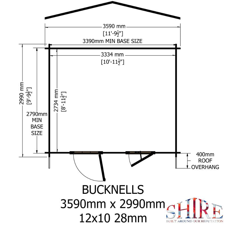 Shire Bucknells 12Gx10 28m Log cabin
