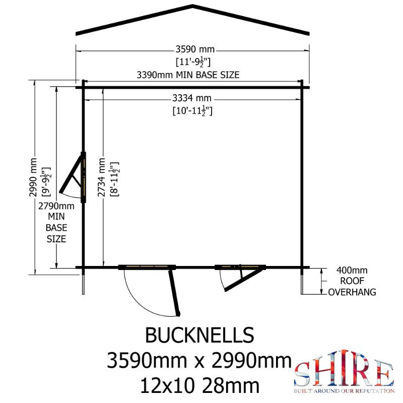 Shire Bucknells 12Gx10 28m Log cabin