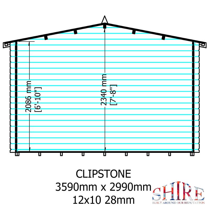 Shire Clipstone 12x10 28mm Log cabin