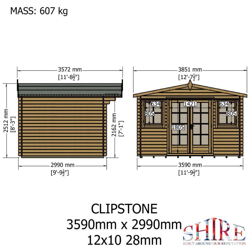 Shire Clipstone 12x10 28mm Log cabin