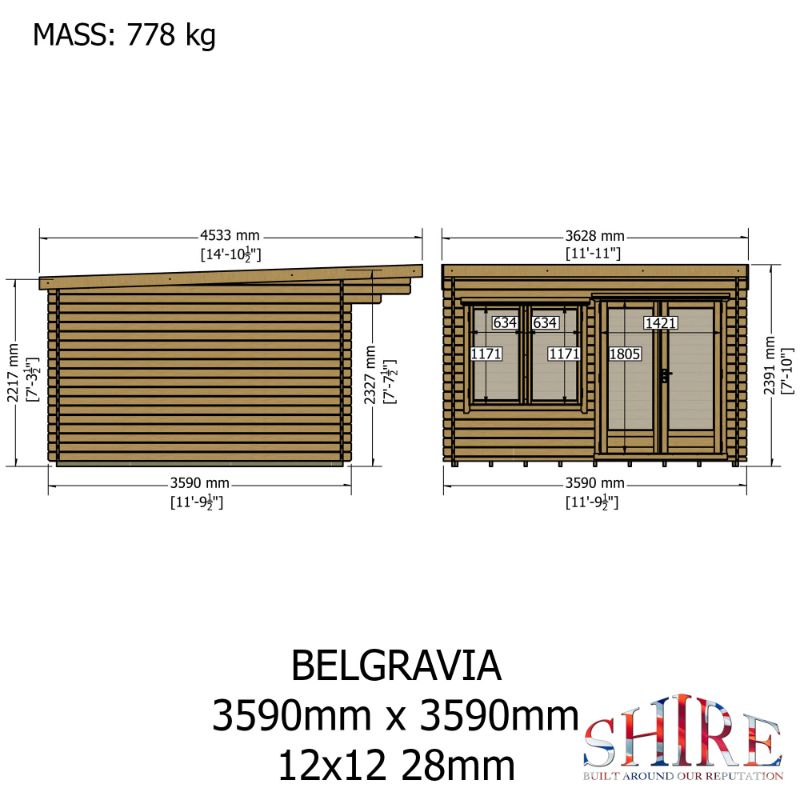 Shire Belgravia 12Gx12 28m Log cabin