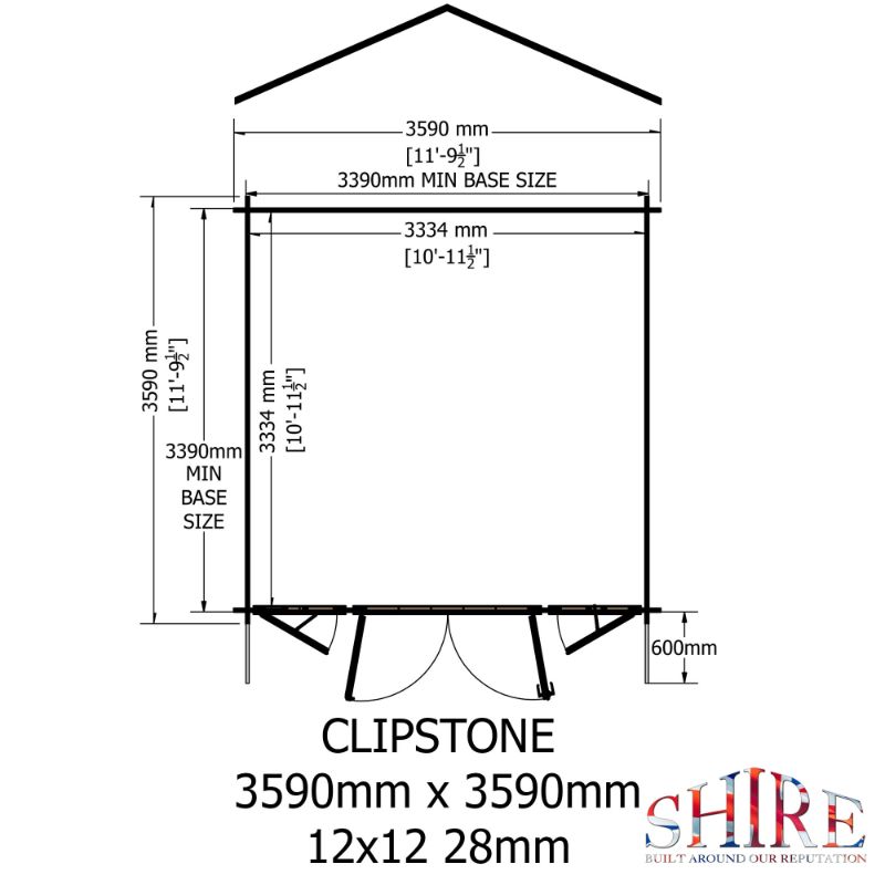 Shire Clipstone 12x12 28mm Log cabin
