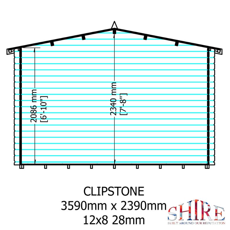 Shire Clipstone 12Gx8 28m Log cabin
