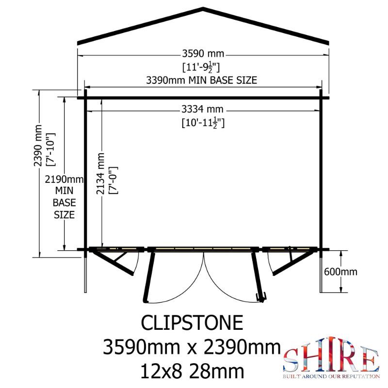 Shire Clipstone 12x8 28mm Log cabin