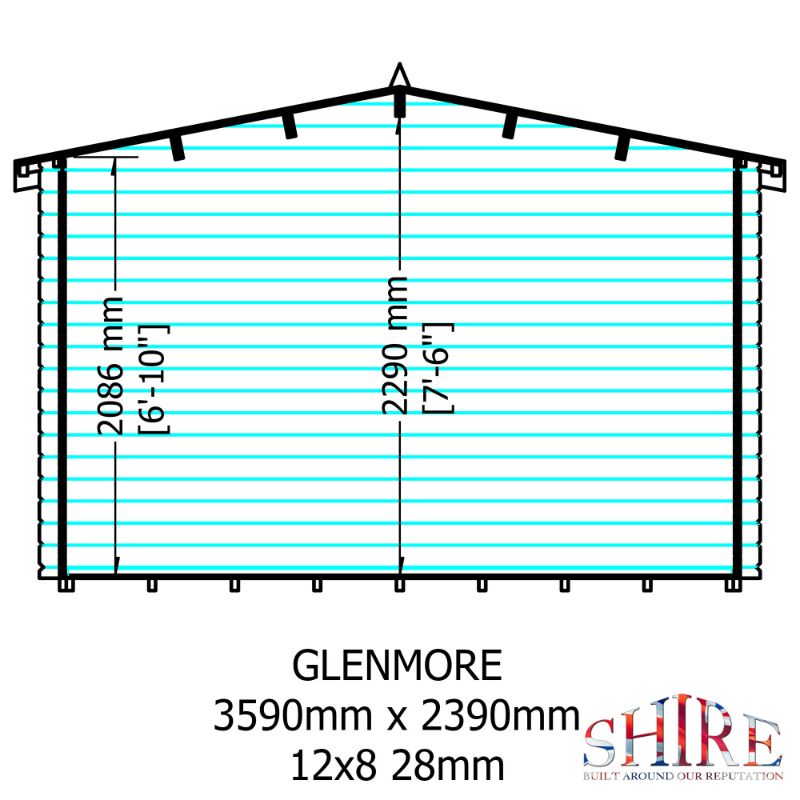 Shire Glenmore 12Gx8 28m Log cabin