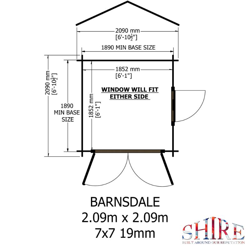 Shire Barnsdale 7x7 19mm Log cabin