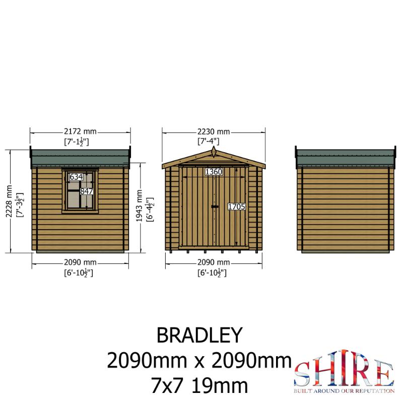 Shire Bradley 7x7 19mm Log cabin