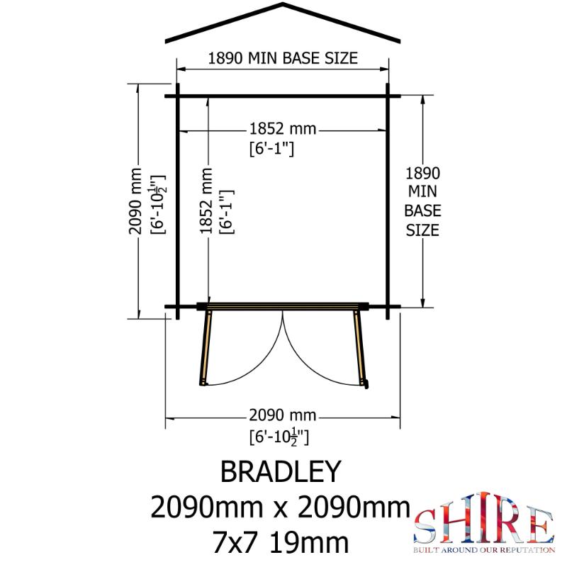 Shire Bradley 7x7 19mm Log cabin