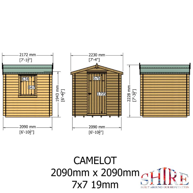 Shire Camelot 7x7 19mm Log cabin