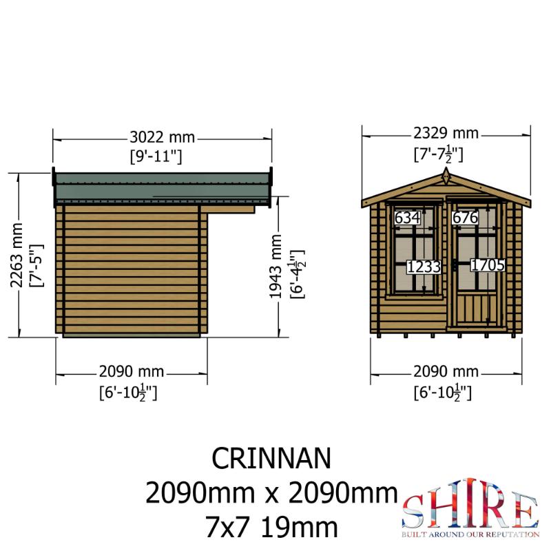 Shire Crinan 7x7 19mm Log cabin
