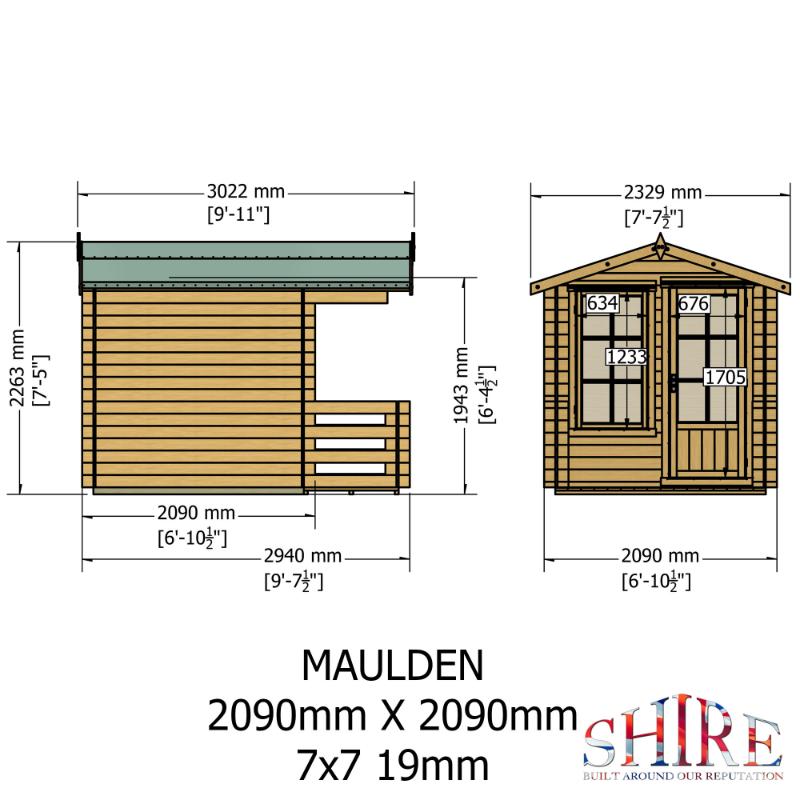 Shire Maulen with Verandah 7x7 19mm Log cabin