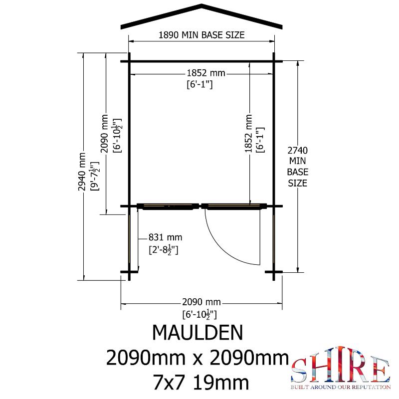 Shire Maulen with Verandah 7x7 19mm Log cabin