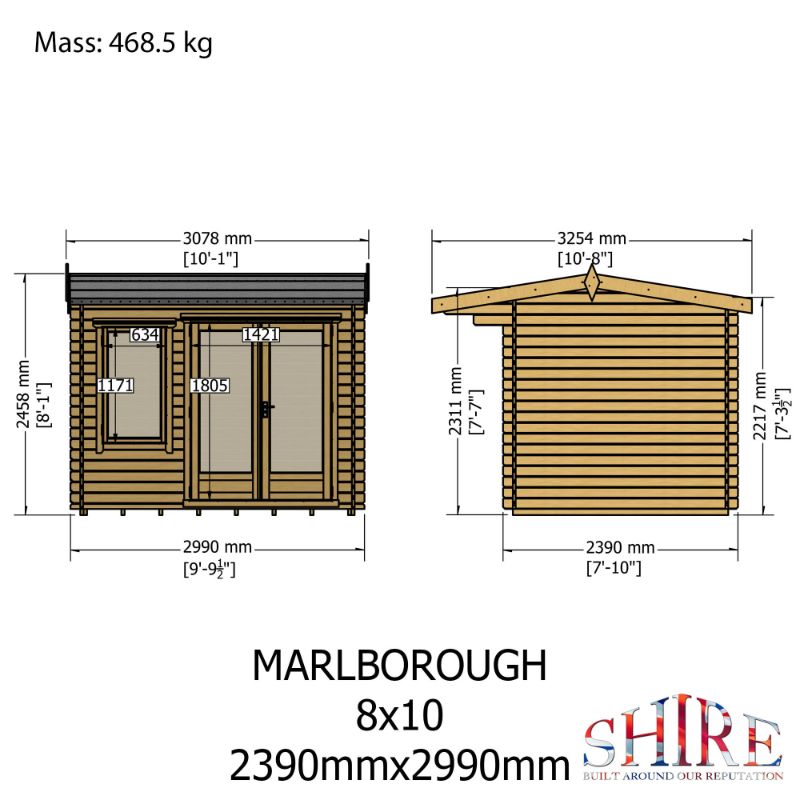 Shire Marlborough 8x10 28mm Log cabin