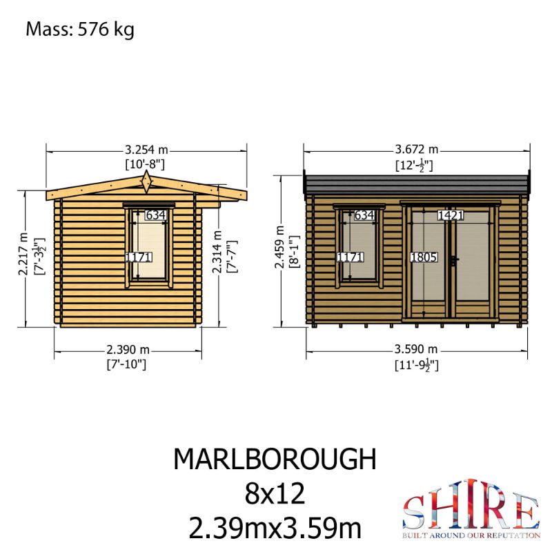 Shire Marlborough 8x12 28mm Log cabin
