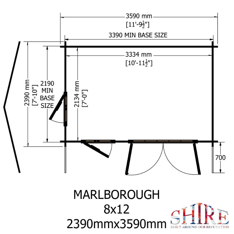 Shire Marlborough 8x12 28mm Log cabin
