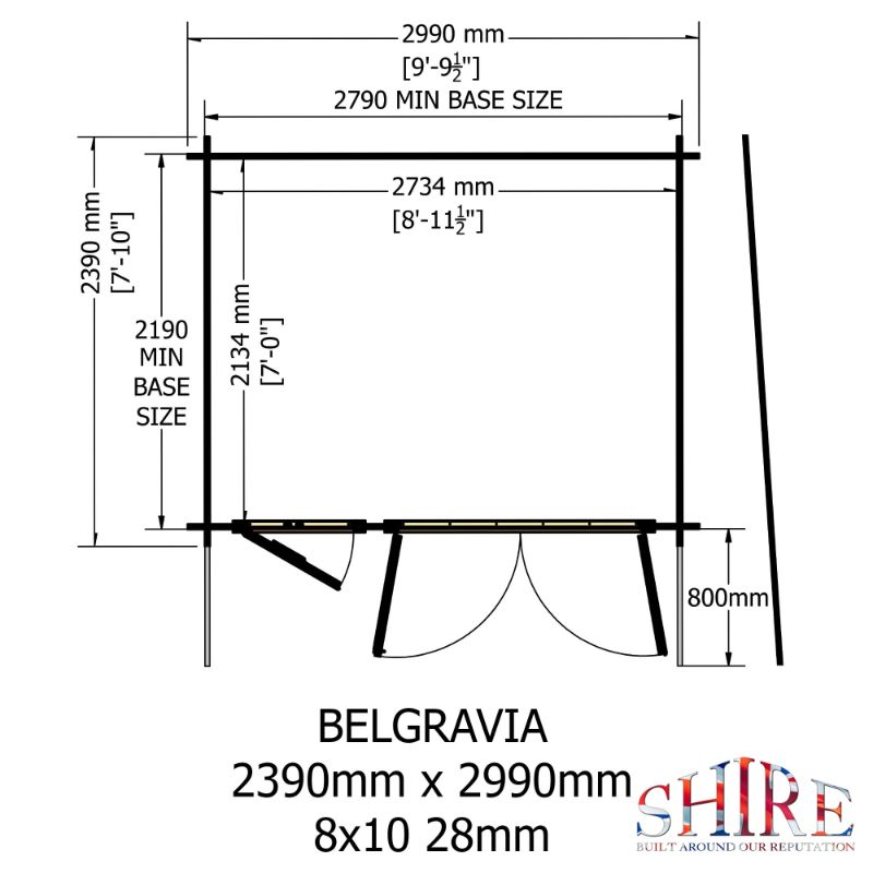 Shire Belgravia 8x10 28mm Log cabin