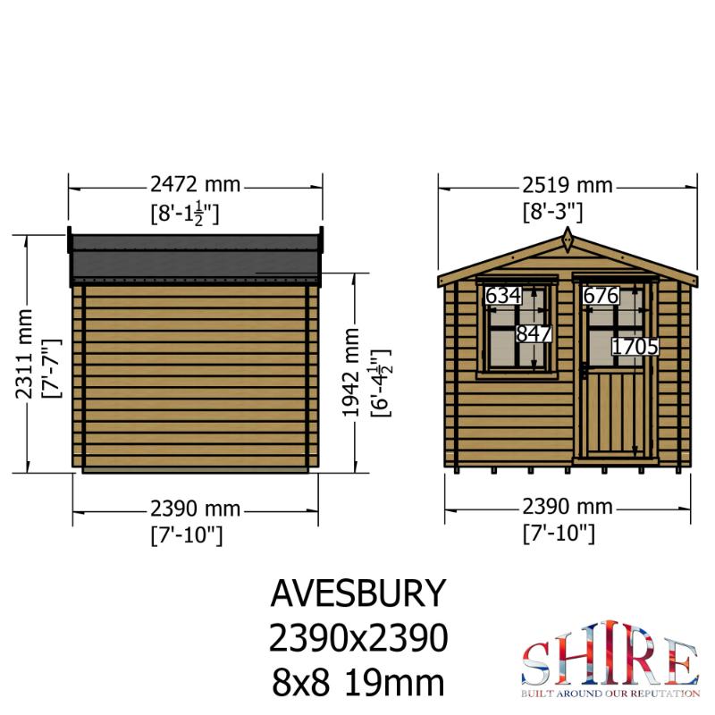 Shire Avesbury 8x8 19mm Log cabin