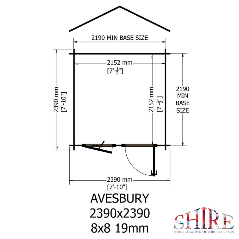 Shire Avesbury 8x8 19mm Log cabin