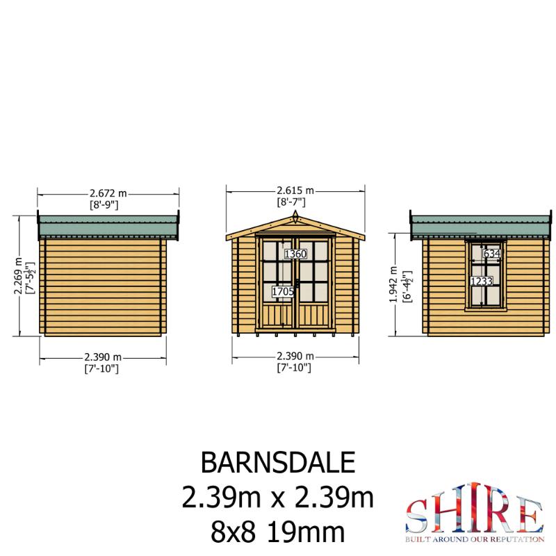 Shire Barnsdale 8x8 19mm Log cabin