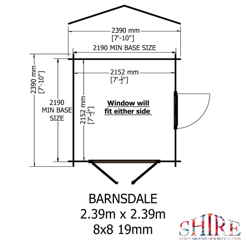 Shire Barnsdale 8x8 19mm Log cabin