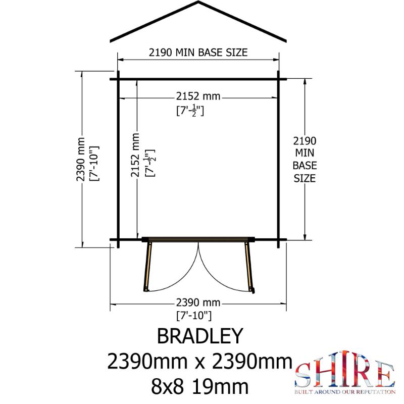 Shire Bradley 8x8 19mm Log cabin