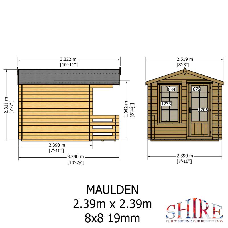 Shire Maulen with Verandah 8x8 19mm Log cabin