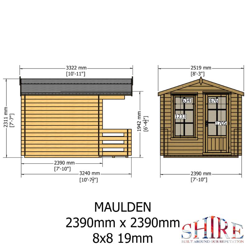 Shire Maulen with Verandah 8x8 19mm Log cabin