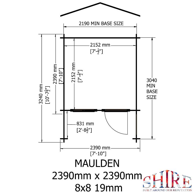 Shire Maulen with Verandah 8x8 19mm Log cabin