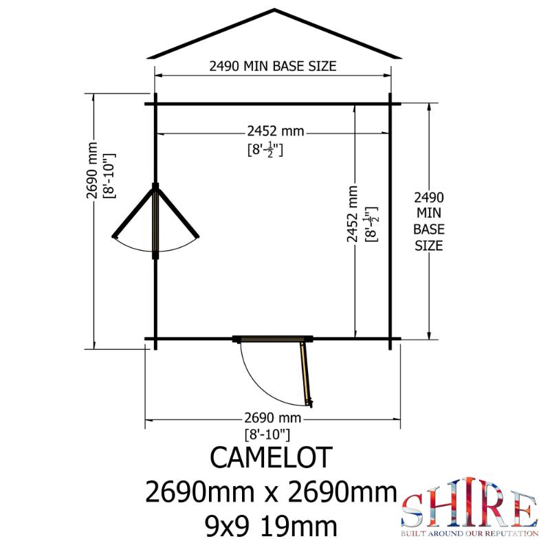 Shire Camelot 9x9 19mm Log cabin