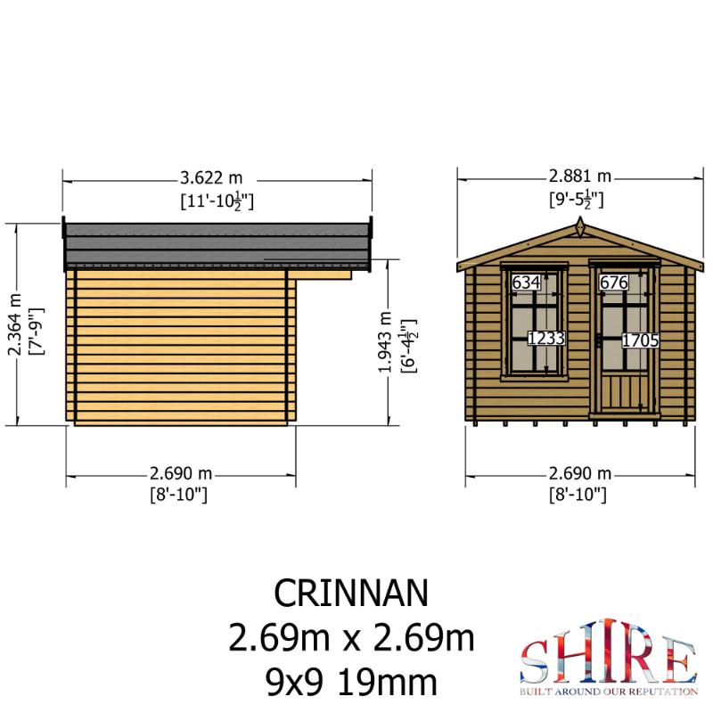 Shire Crinan 9x9 19mm Log cabin