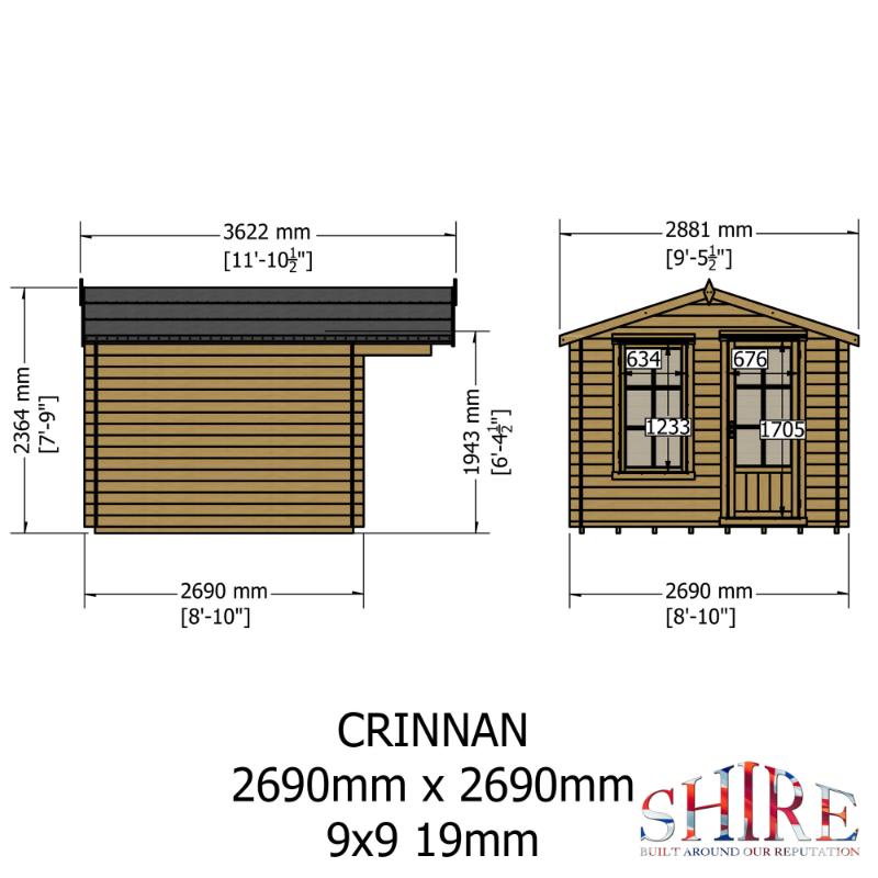 Shire Crinan 9x9 19mm Log cabin