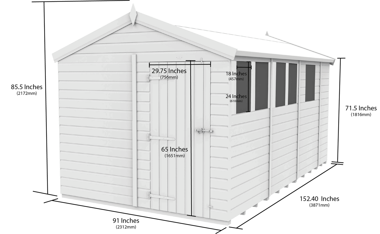 Sheds DIY Apex Garden Shed 8 ft Width