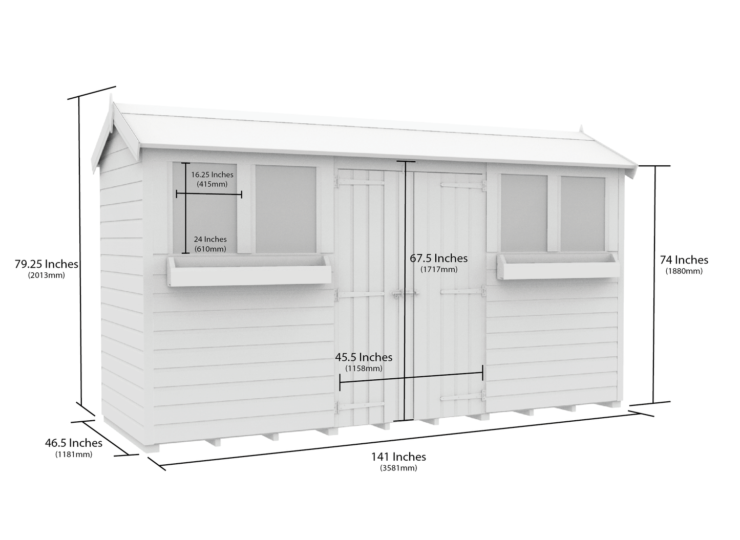 Sheds DIY Apex Summer Shed 4 ft Width